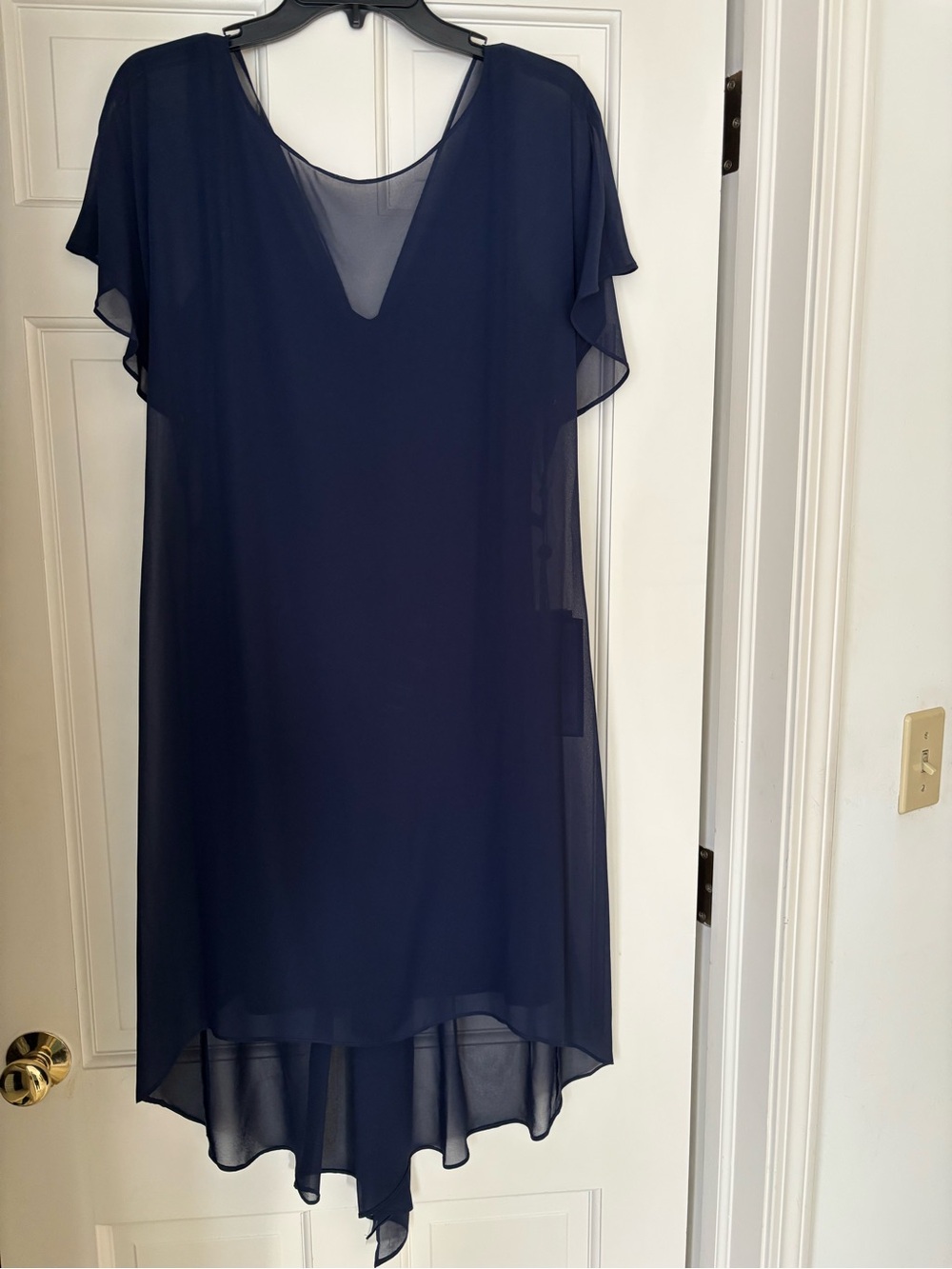 Adrianna Papell Navy Chiffon High-Low Dress
